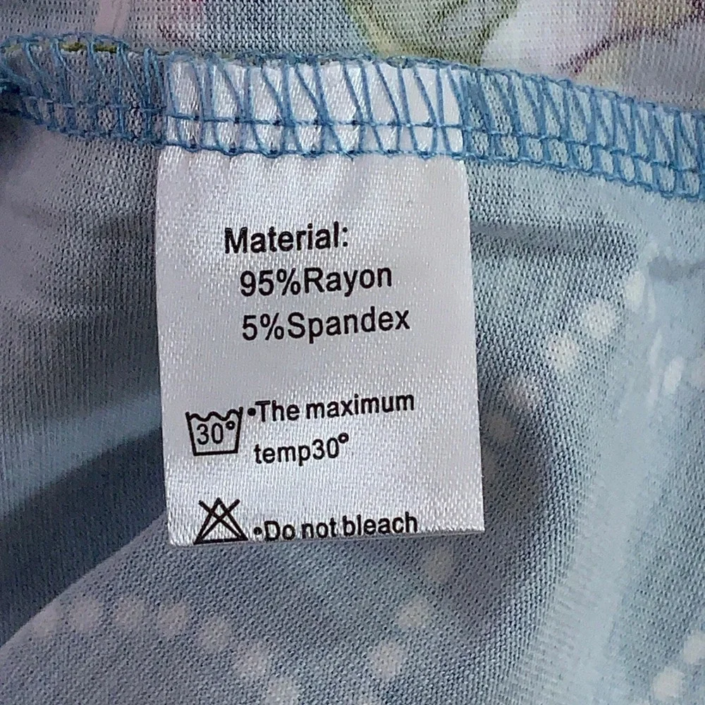 DB MOON Womens 2XL Light Blue Floral Empire Waist Summer Casual Dress NWT